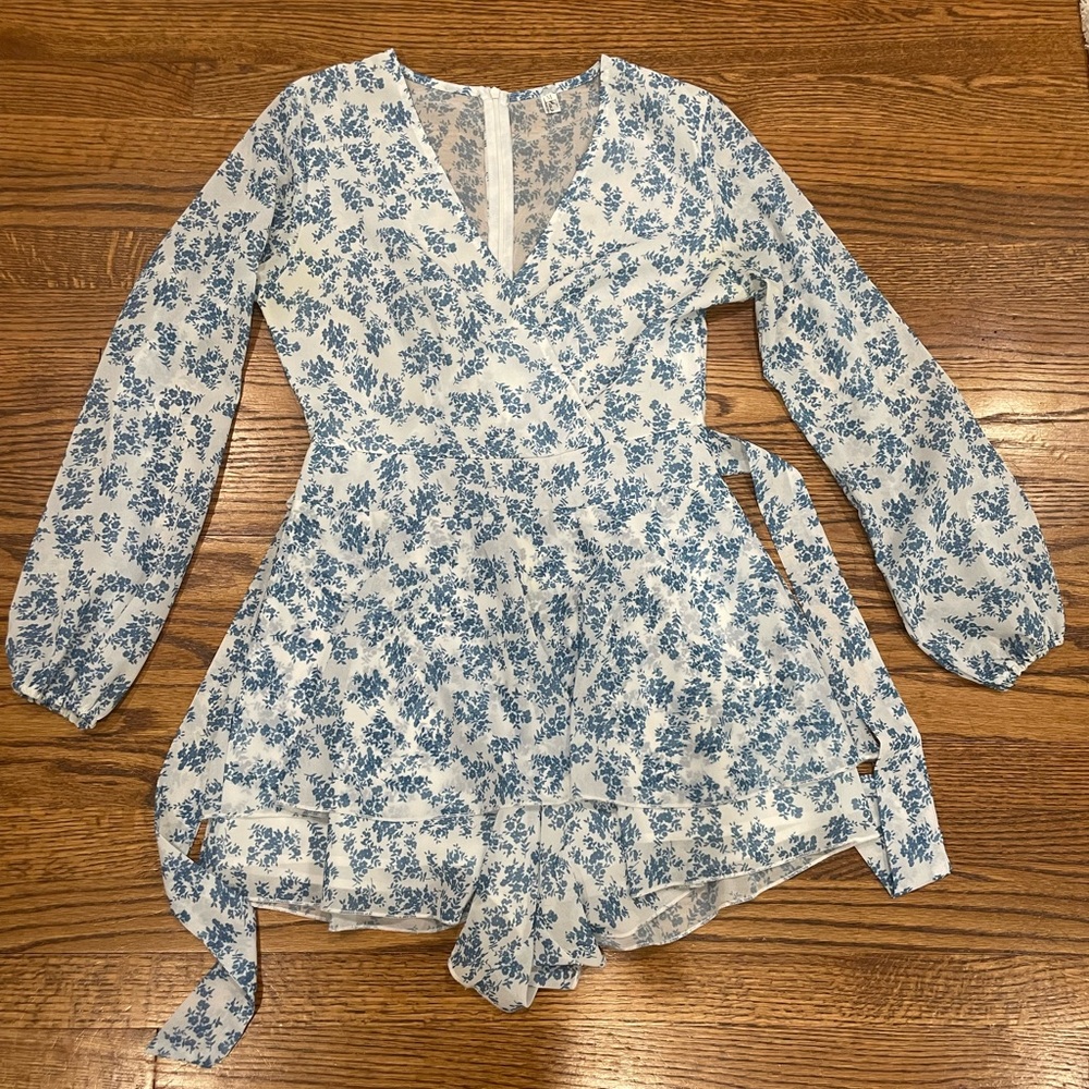 Boutique blue and white romper!